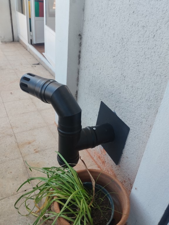 Kit 80 mm Chimenea acero negro pared - Pellet