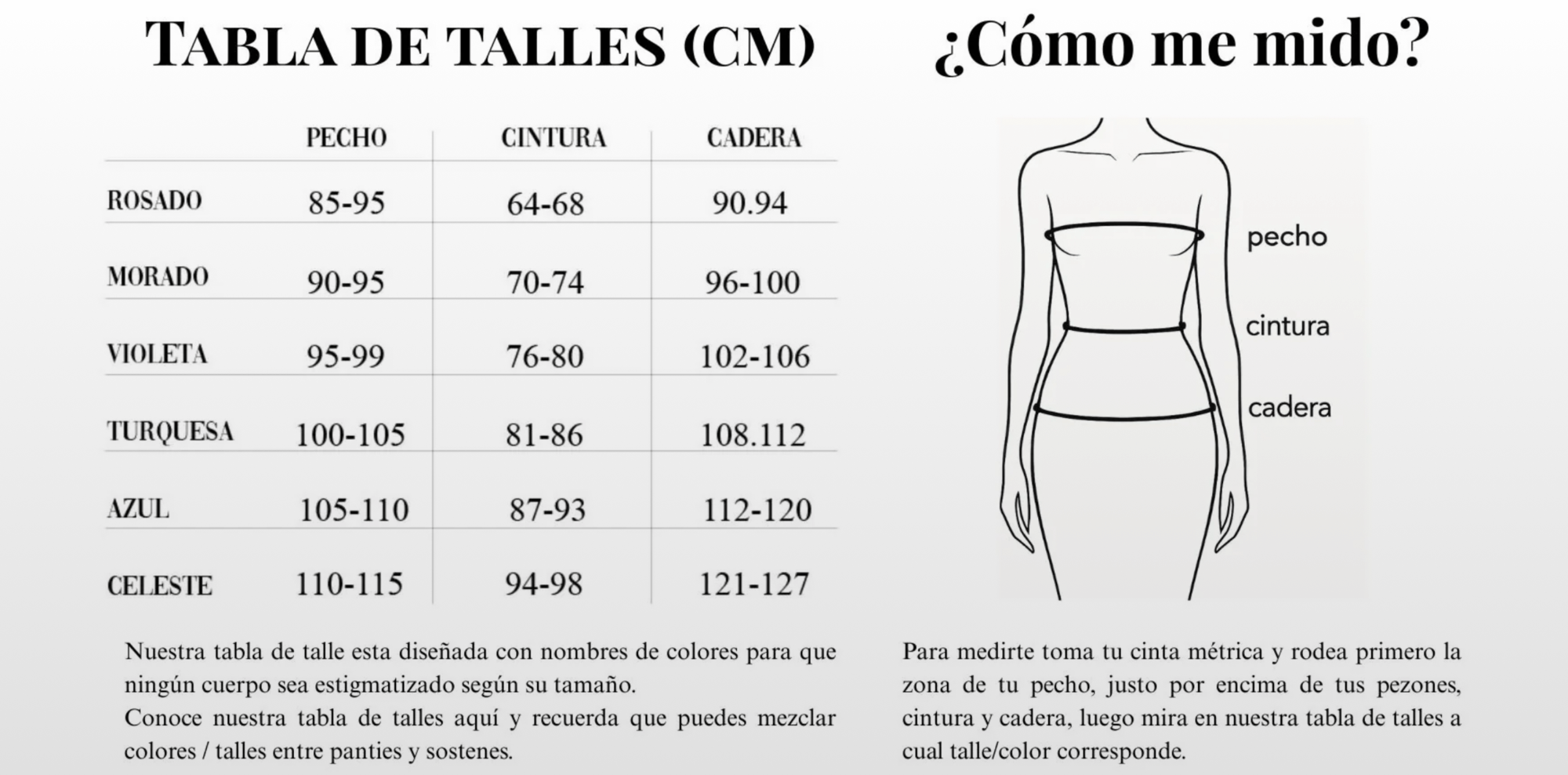 Guía de talles de